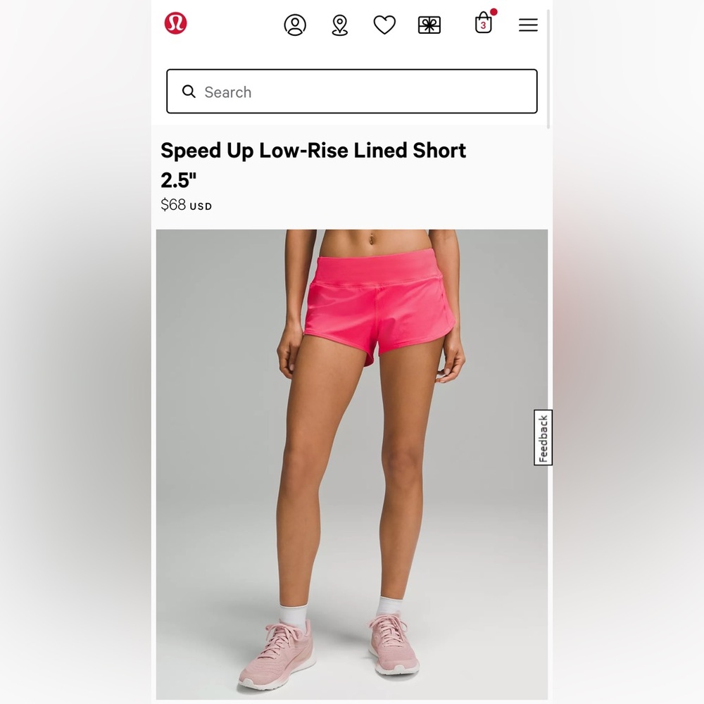 Speed Up Low-Rise Lined Short 2.5" 💄LIP GLOSS PINK🩷